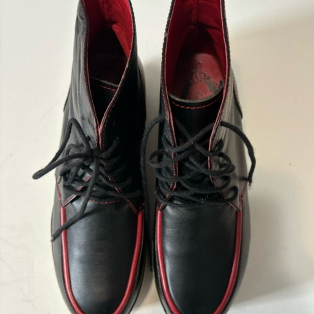 Lola Ramona black leather ankle anti-slip Mini Platform Boots, size 9.5